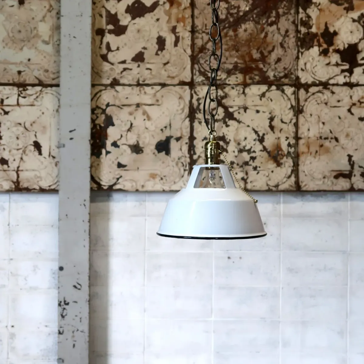 ビンテージ ホーロー ペンダントランプ