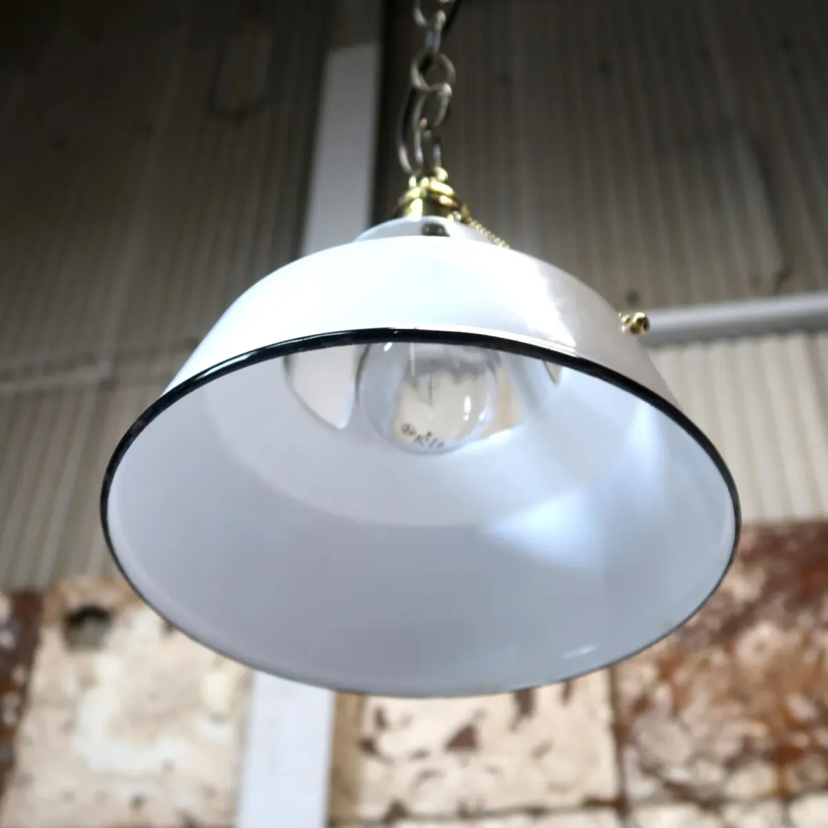 ビンテージ ホーロー ペンダントランプ