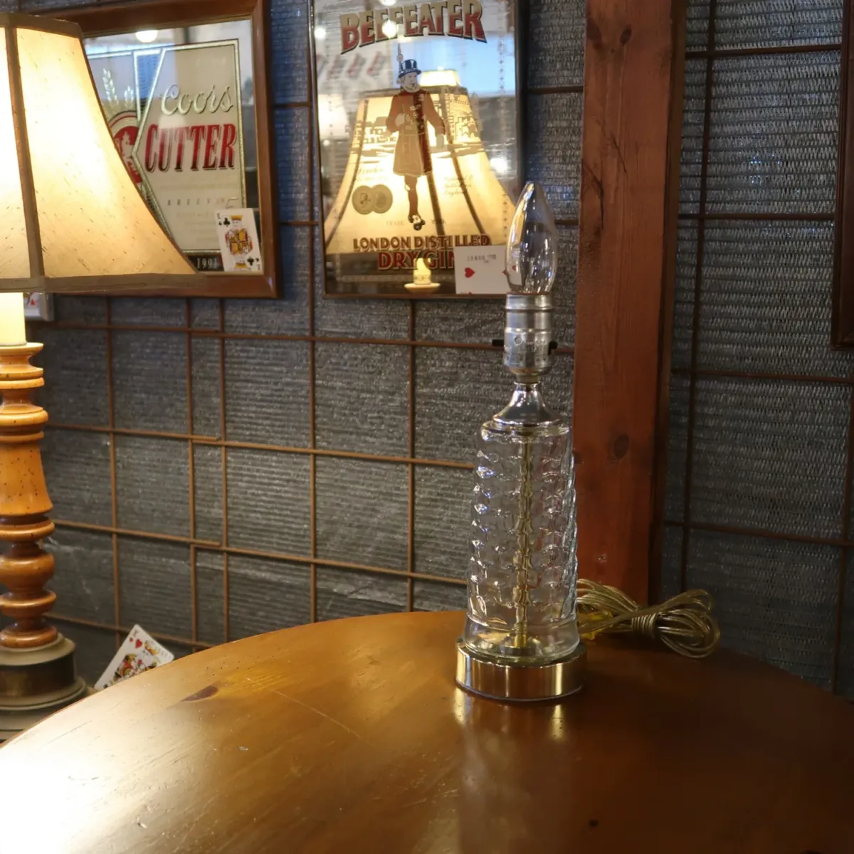 アンティーク ガラスベース テーブルランプ