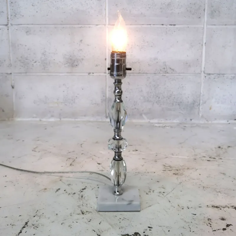 アンティーク ガラス×ストーンベース テーブルランプ