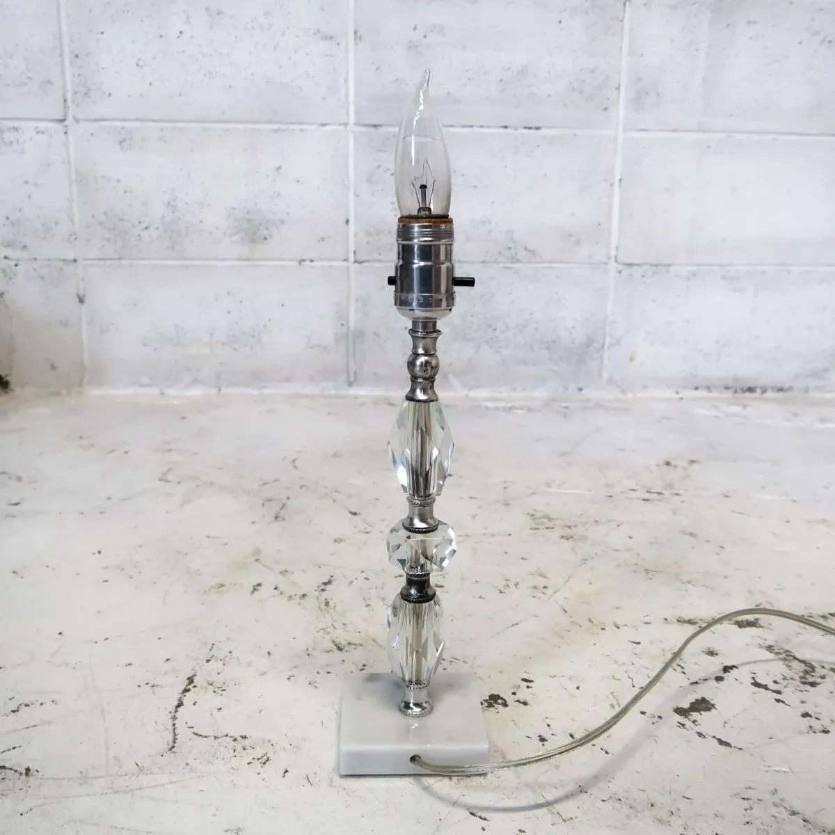 アンティーク ガラス×ストーンベース テーブルランプ