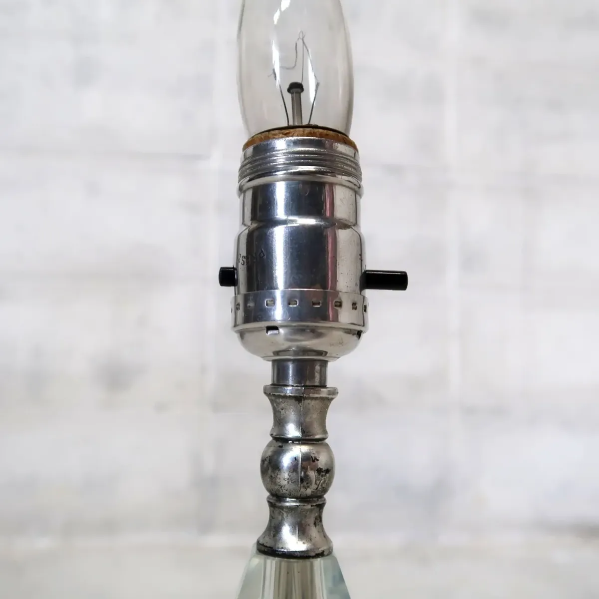 アンティーク ガラス×ストーンベース テーブルランプ