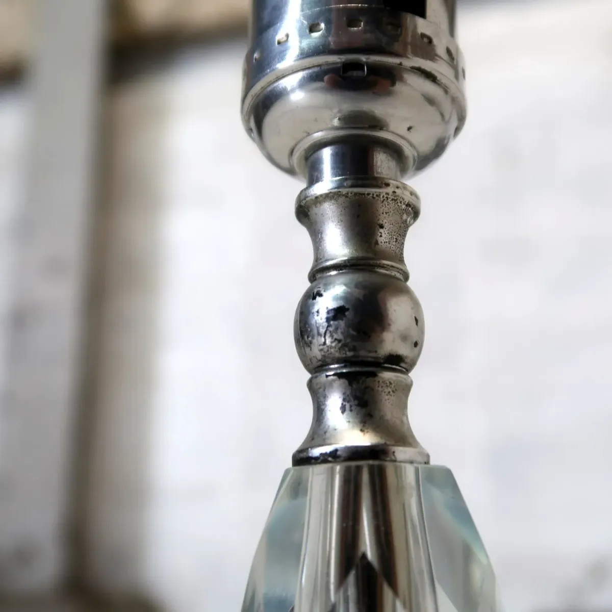 アンティーク ガラス×ストーンベース テーブルランプ