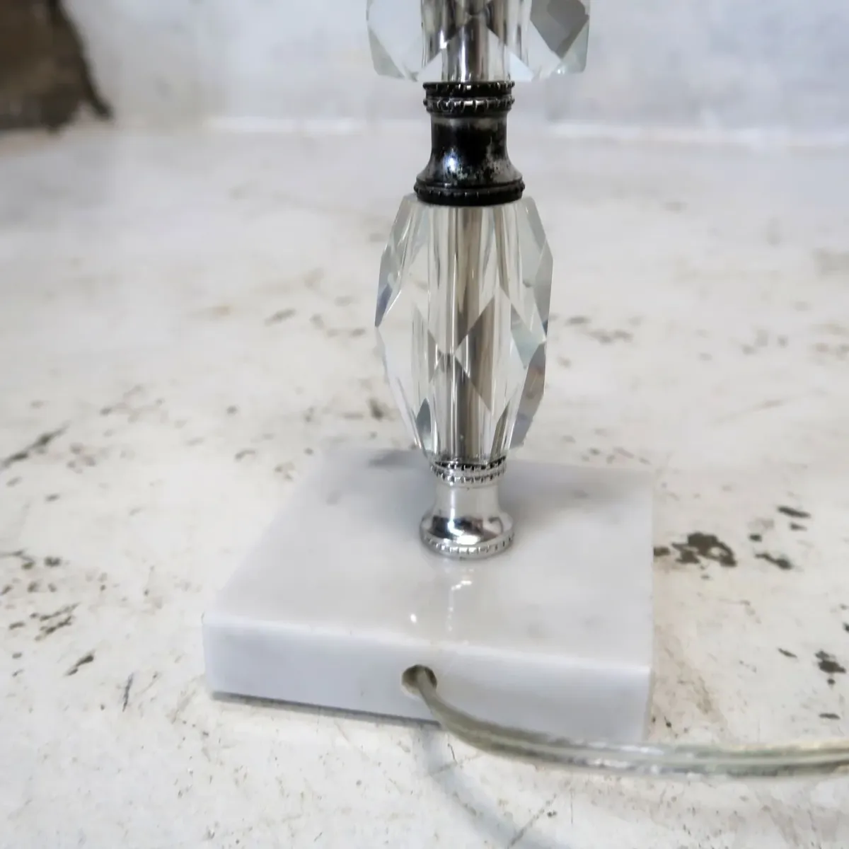 アンティーク ガラス×ストーンベース テーブルランプ