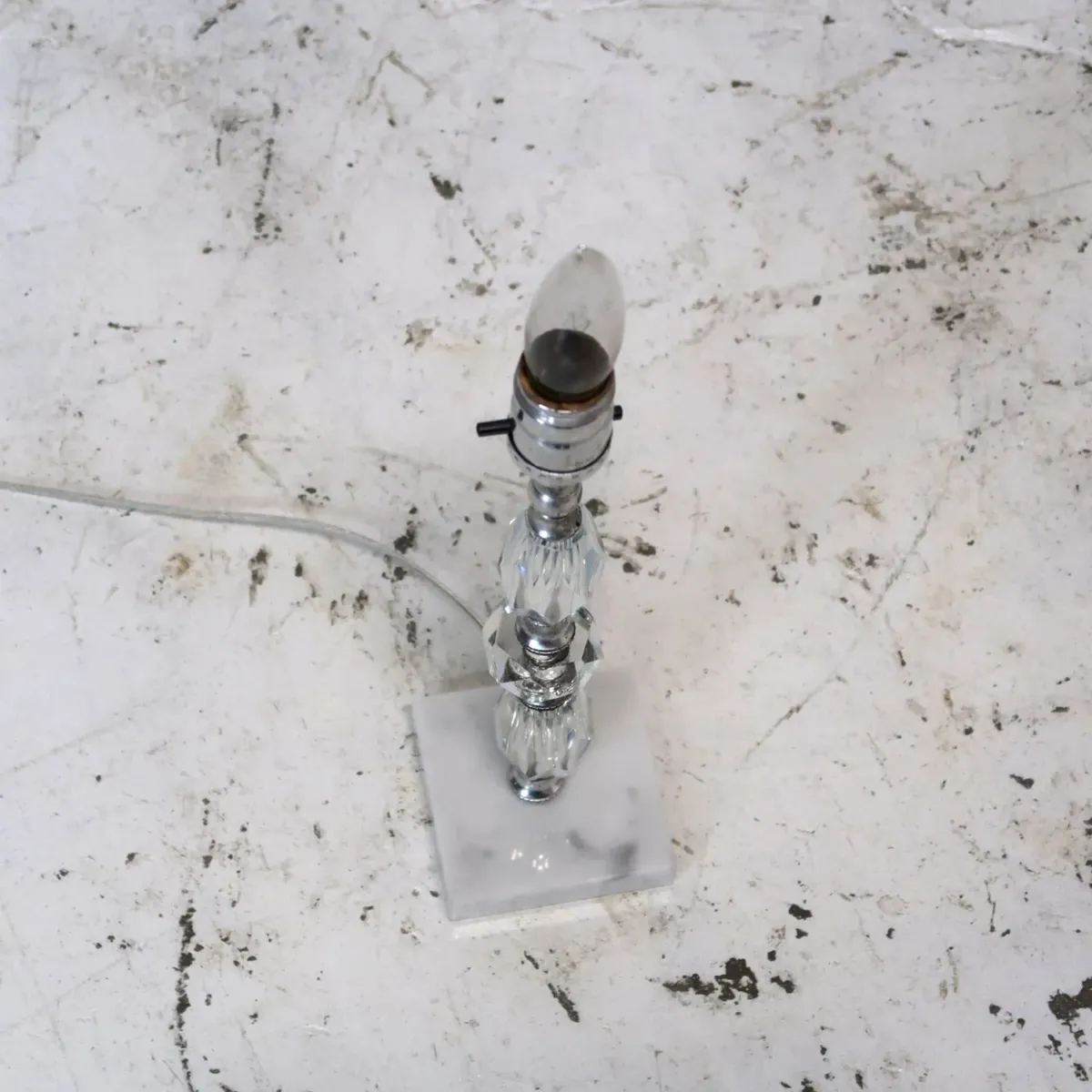 アンティーク ガラス×ストーンベース テーブルランプ