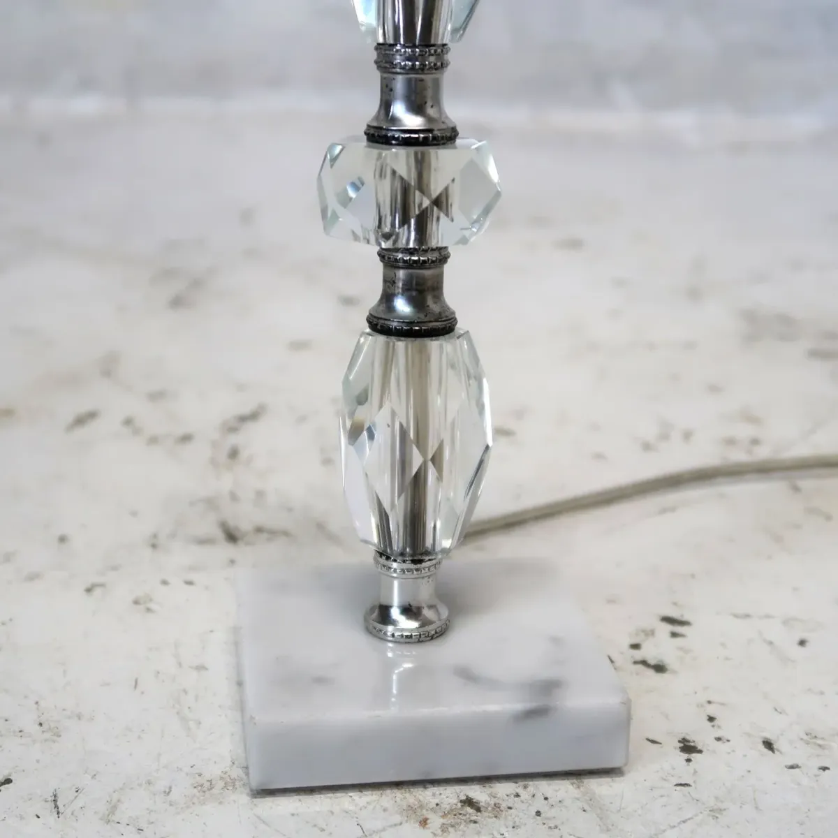 アンティーク ガラス×ストーンベース テーブルランプ