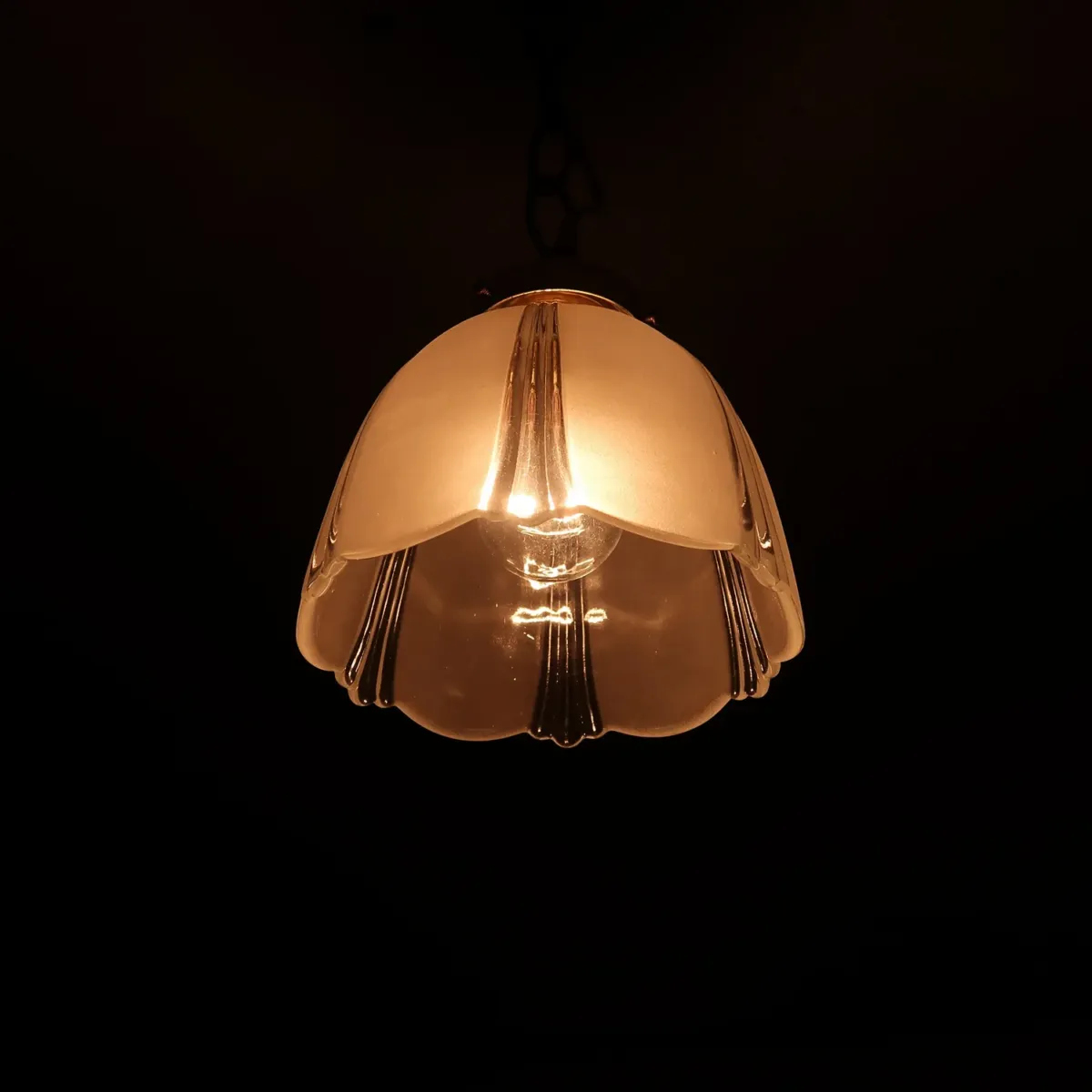 アンティーク フロスト×クリアガラス ペンダントランプ