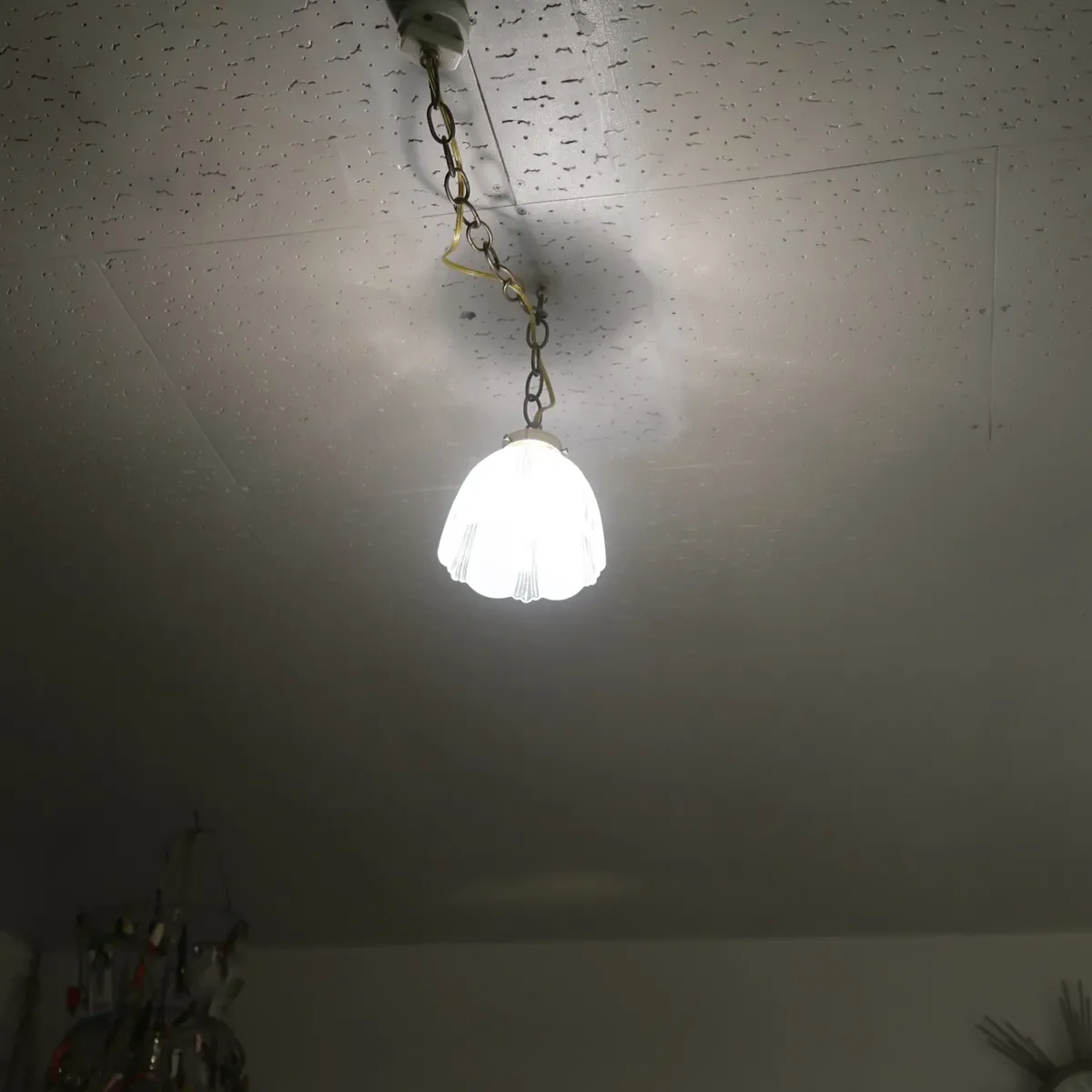 アンティーク フロスト×クリアガラス ペンダントランプ