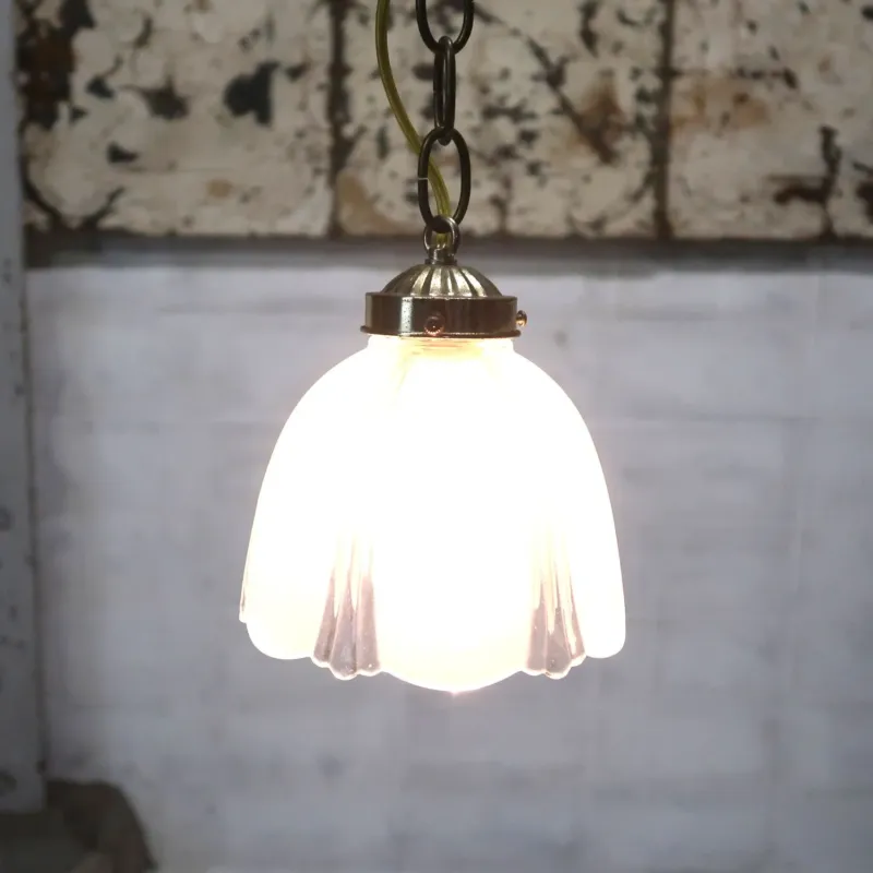 アンティーク フロスト×クリアガラス ペンダントランプ