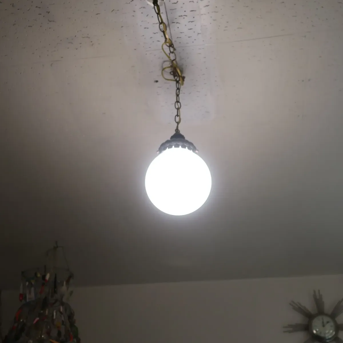 アンティーク ミルクガラス ペンダントランプ