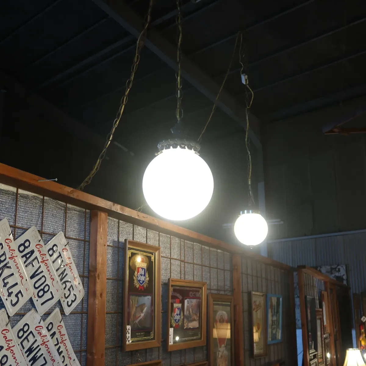 アンティーク ミルクガラス ペンダントランプ