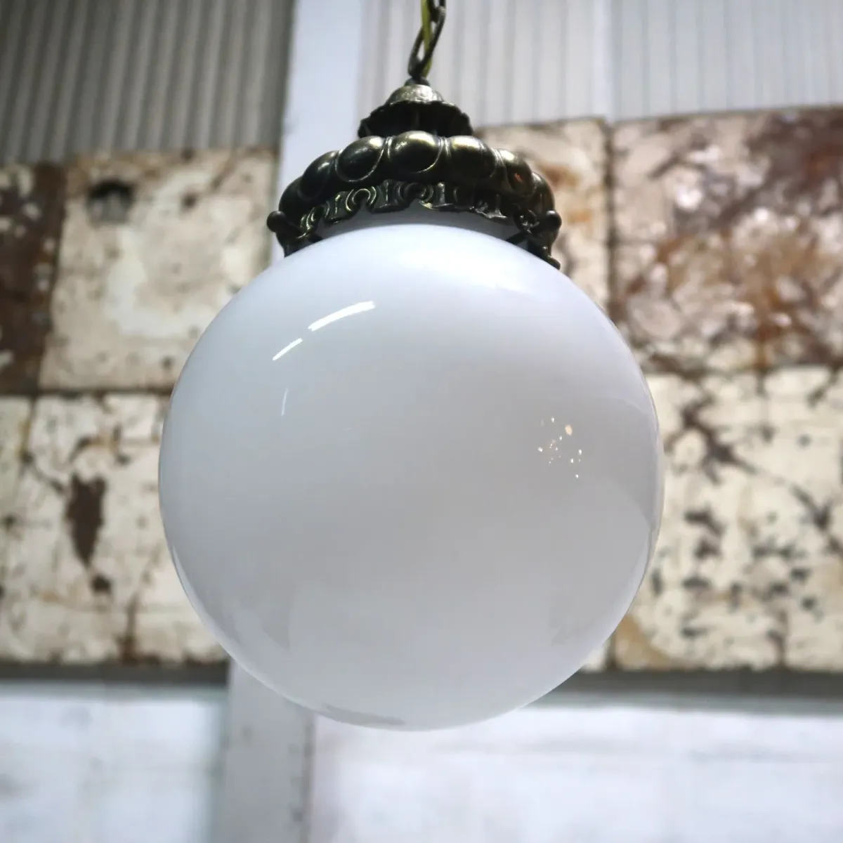 アンティーク ミルクガラス ペンダントランプ