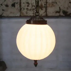 アンティーク ミルクガラス ペンダントランプ