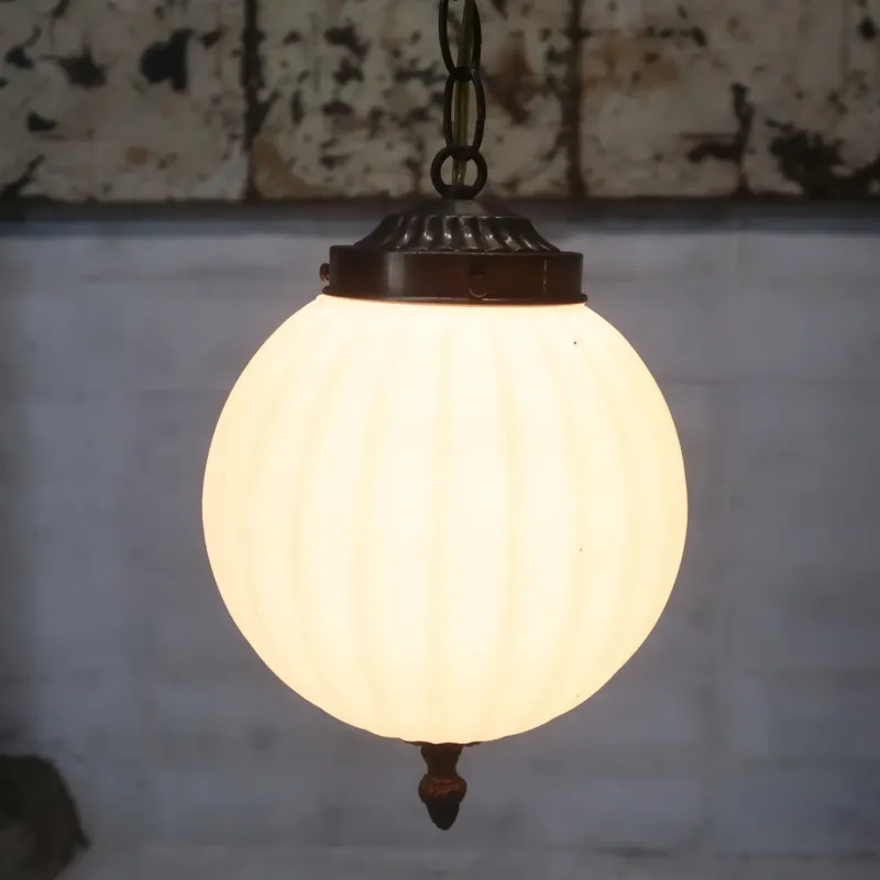 アンティーク ミルクガラス ペンダントランプ