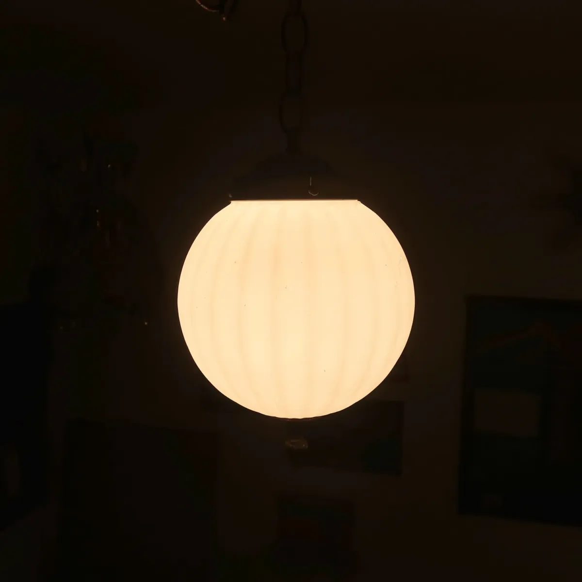 アンティーク ミルクガラス ペンダントランプ