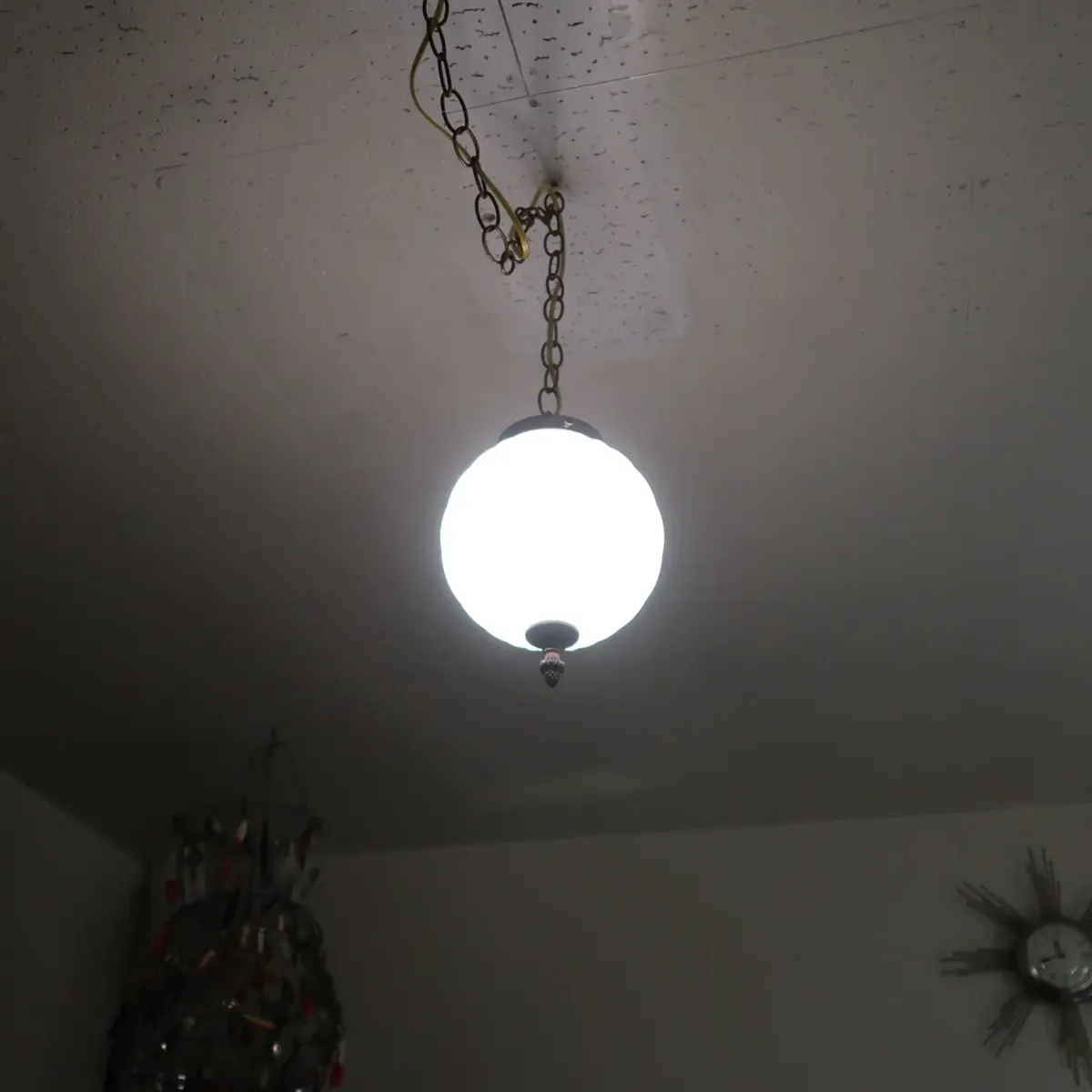 アンティーク ミルクガラス ペンダントランプ