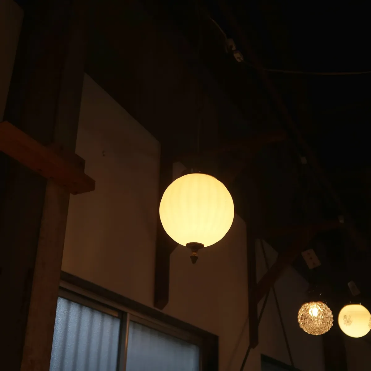 アンティーク ミルクガラス ペンダントランプ