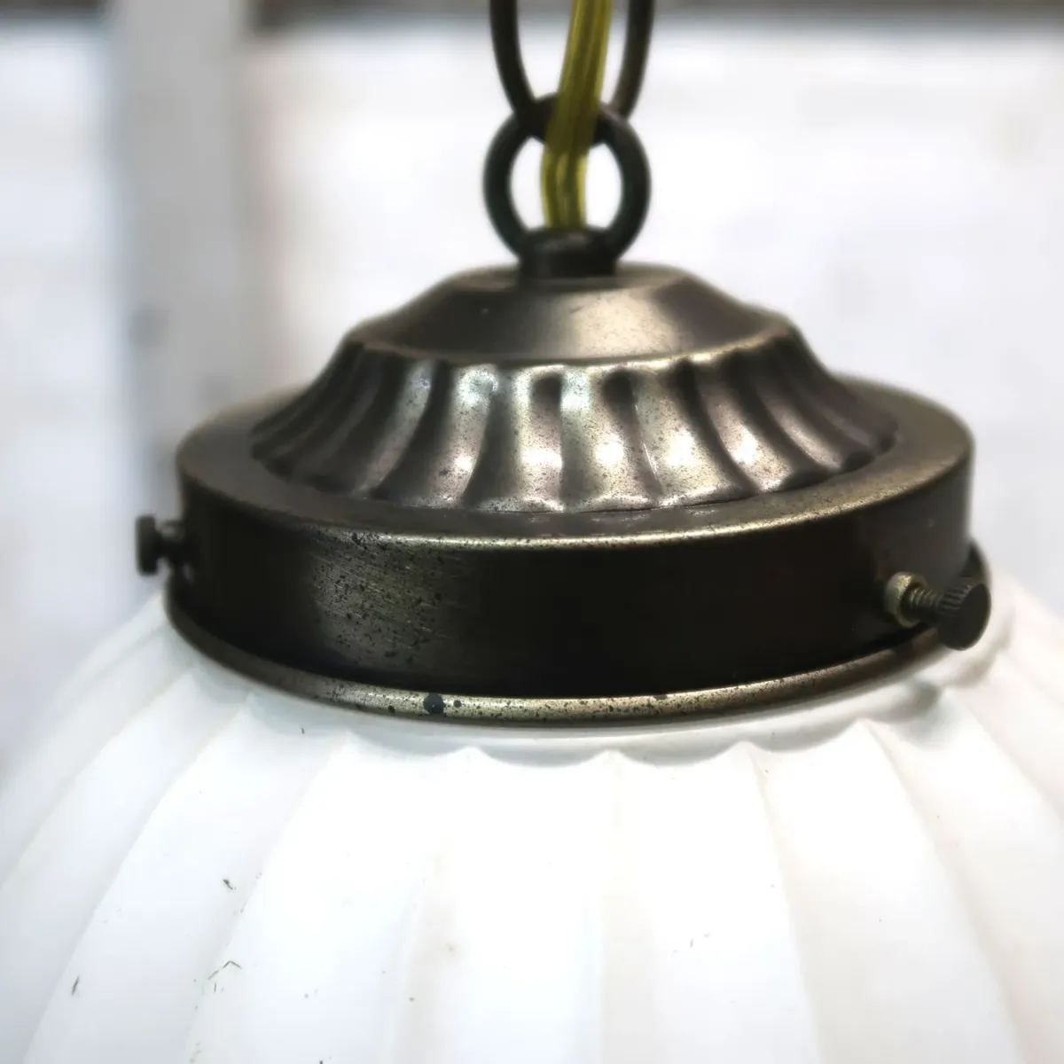 アンティーク ミルクガラス ペンダントランプ