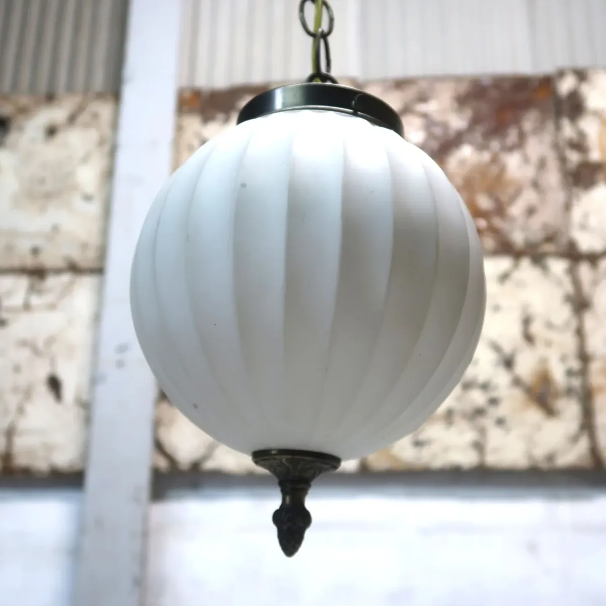 アンティーク ミルクガラス ペンダントランプ