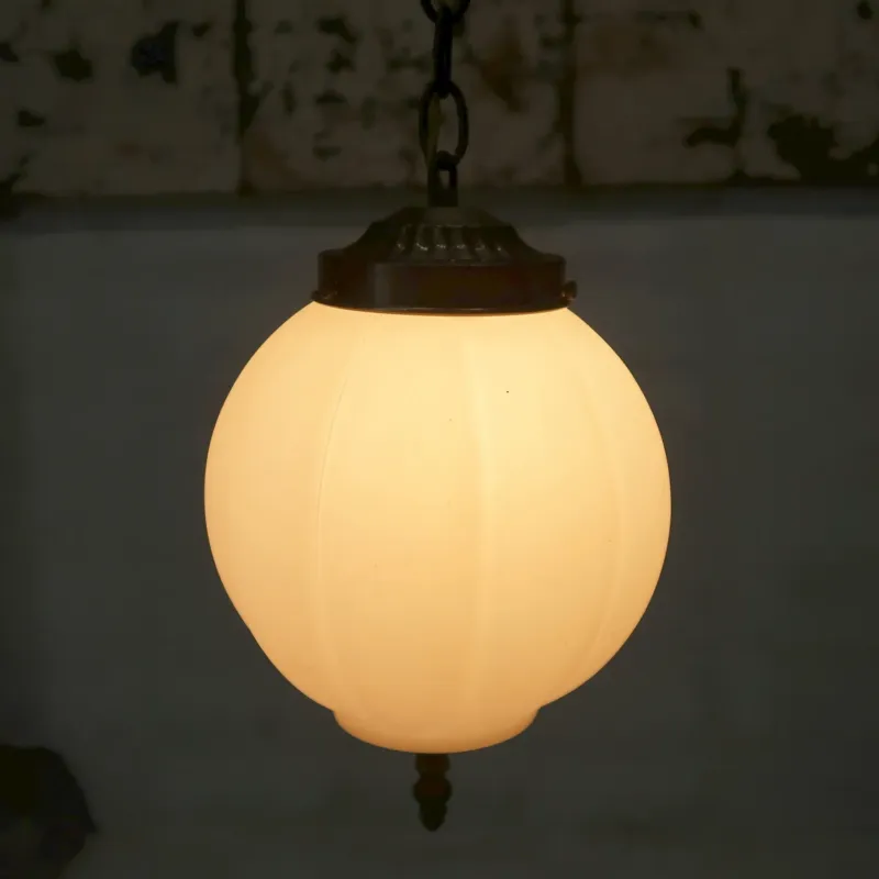 アンティーク ミルクガラス ペンダントランプ