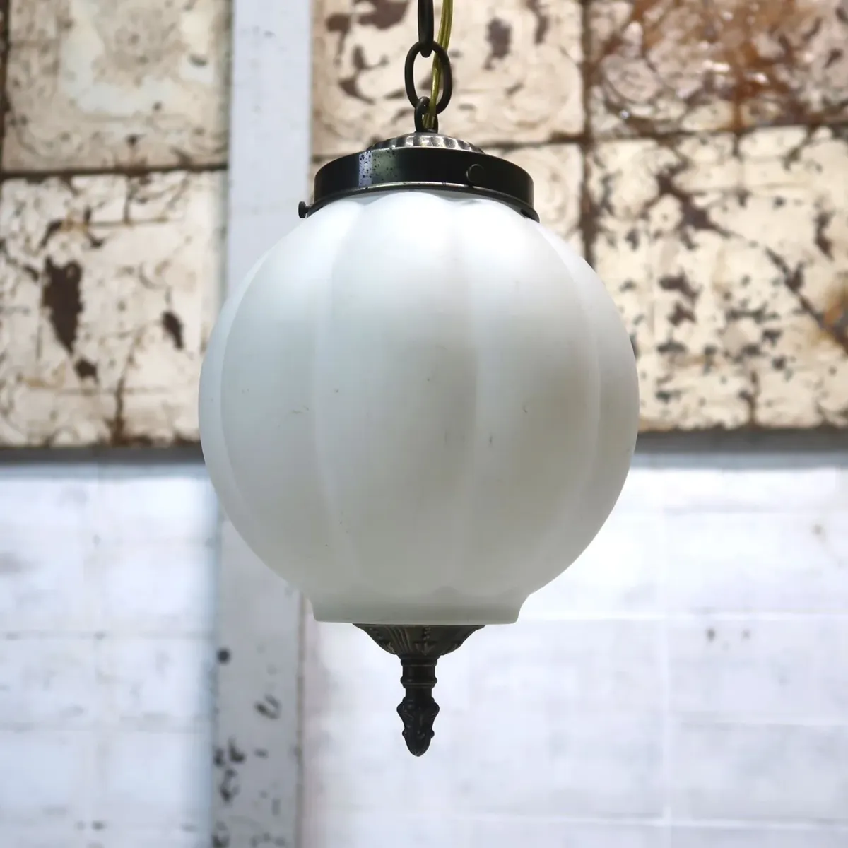 アンティーク ミルクガラス ペンダントランプ
