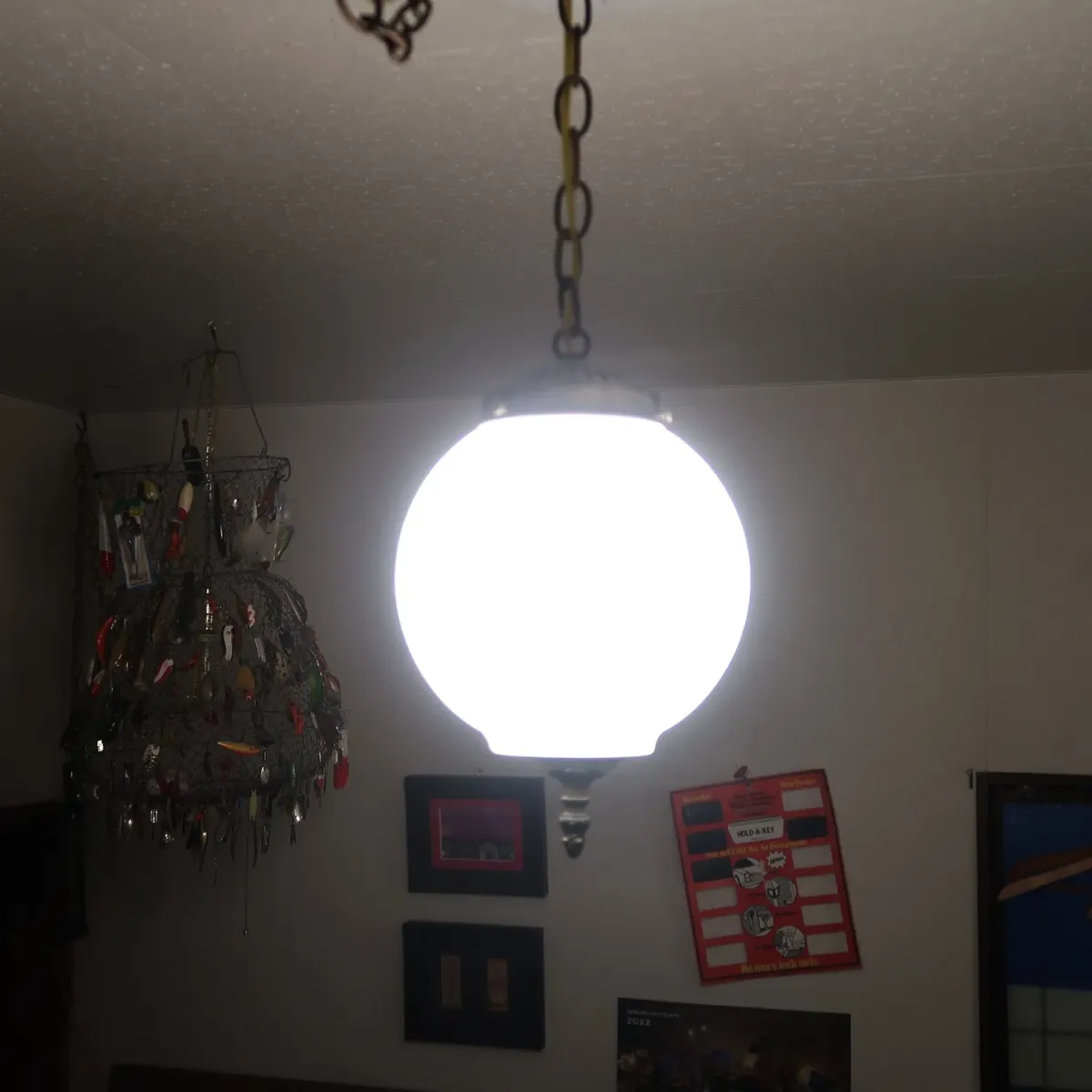 アンティーク ミルクガラス ペンダントランプ