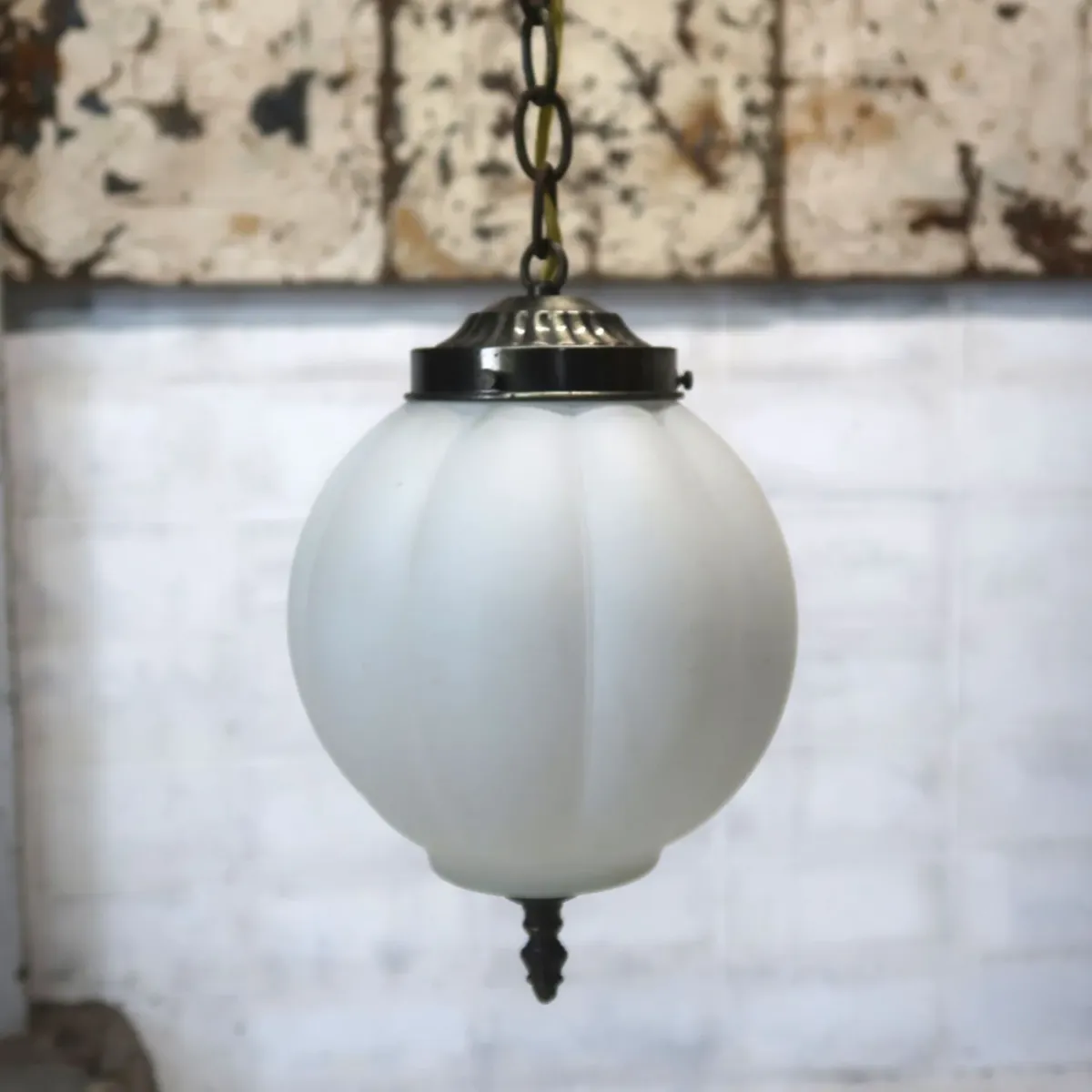 アンティーク ミルクガラス ペンダントランプ