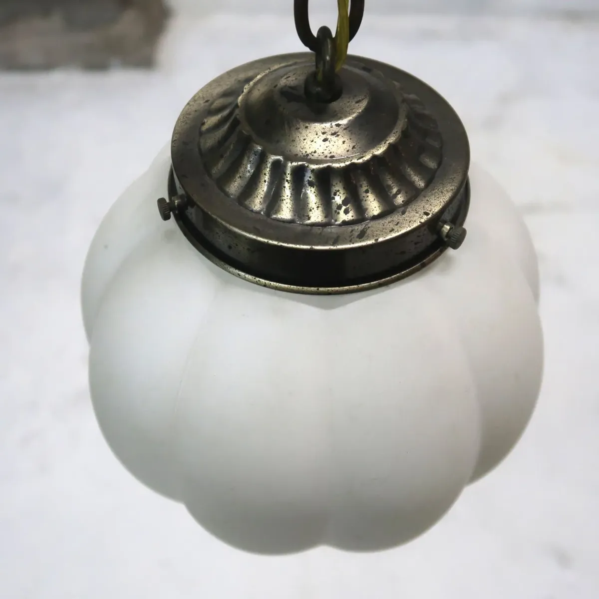 アンティーク ミルクガラス ペンダントランプ