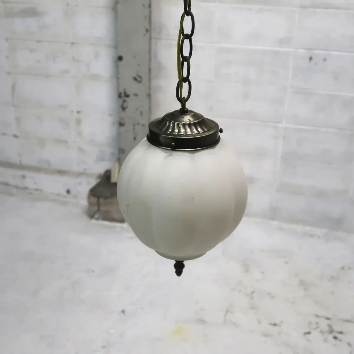 アンティーク ミルクガラス ペンダントランプ