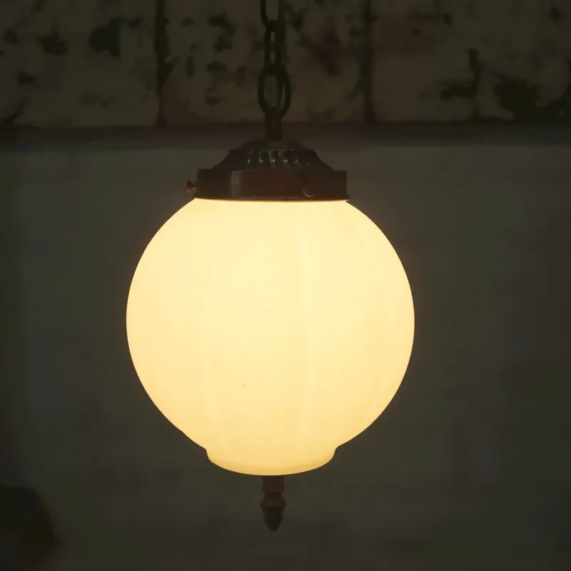 アンティーク ミルクガラス ペンダントランプ