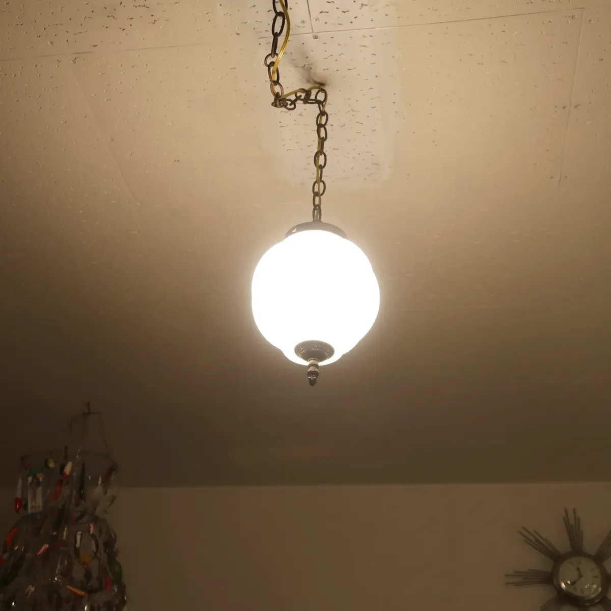 アンティーク ミルクガラス ペンダントランプ