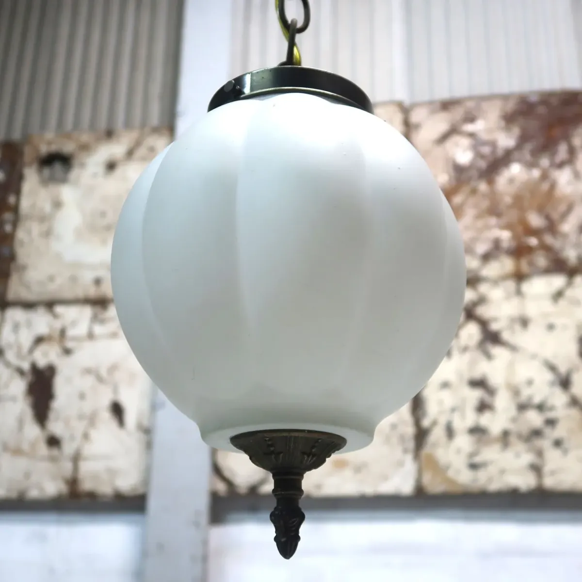 アンティーク ミルクガラス ペンダントランプ