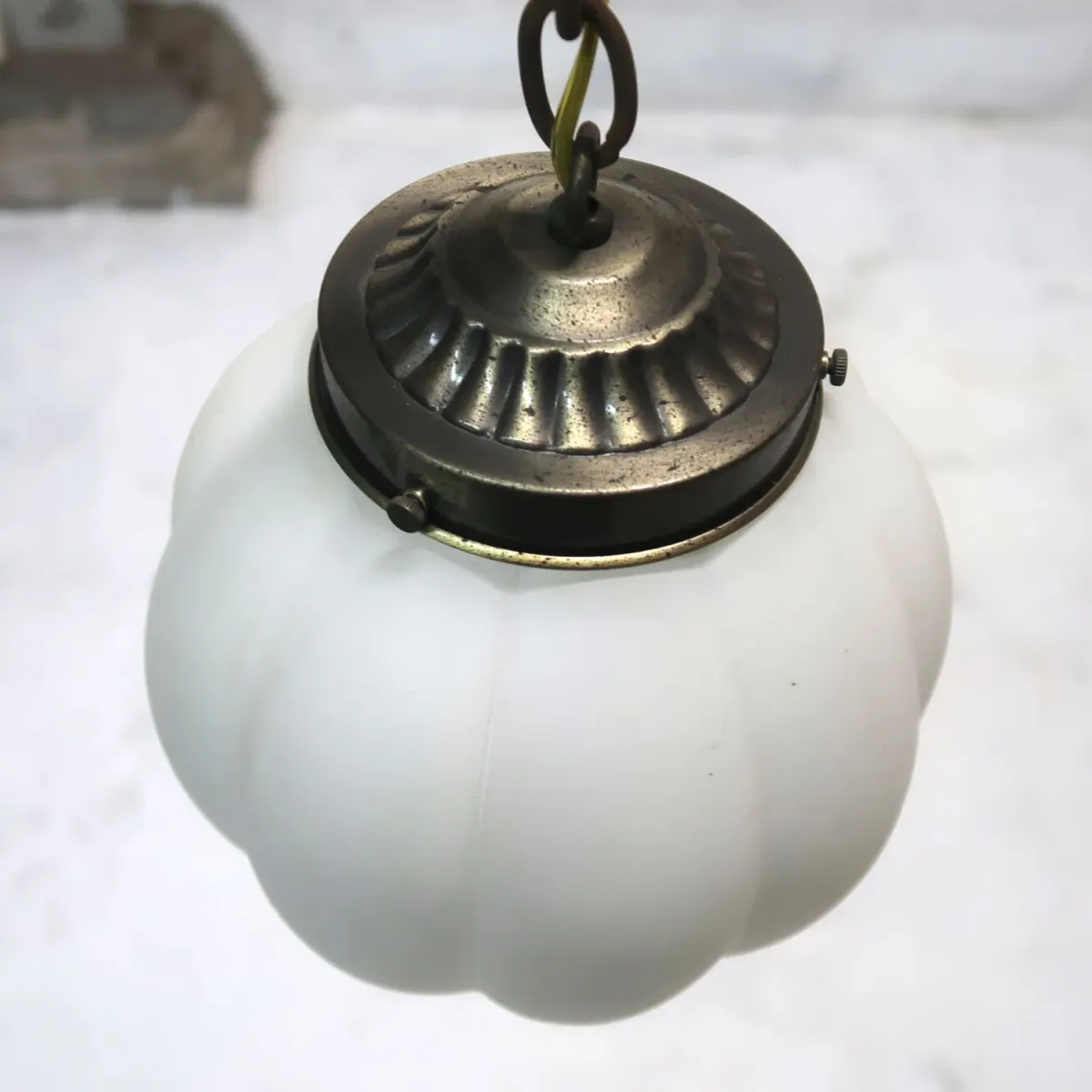 アンティーク ミルクガラス ペンダントランプ