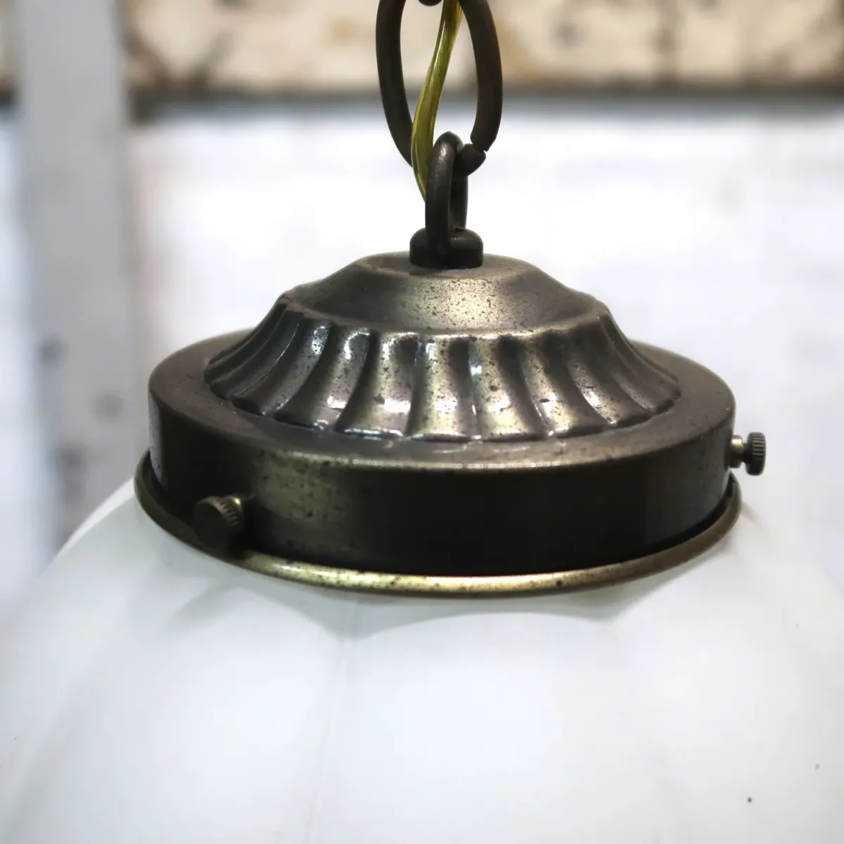 アンティーク ミルクガラス ペンダントランプ