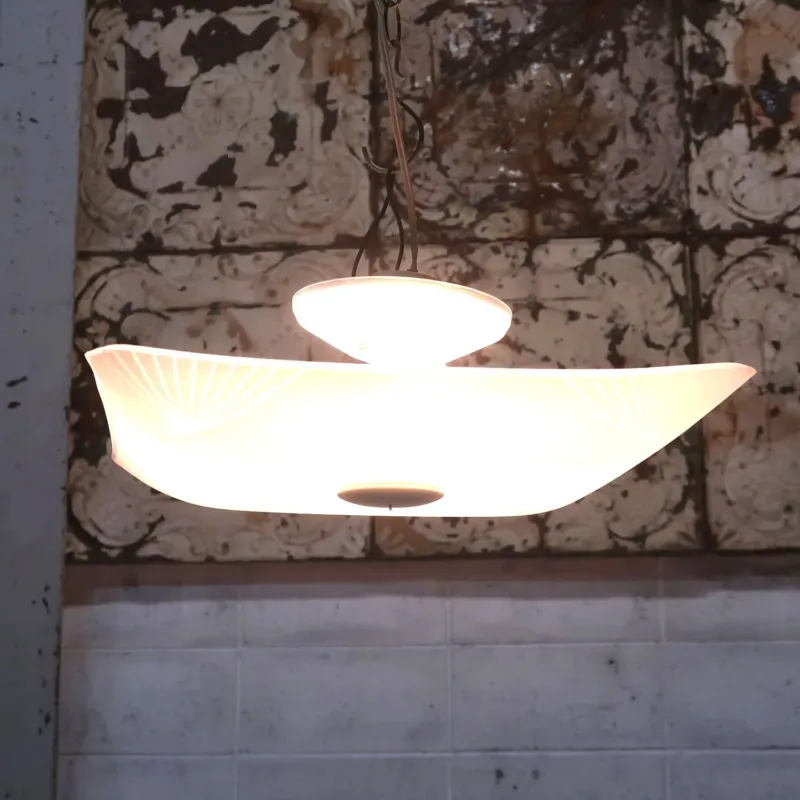 ミッドセンチュリー フロストガラス シーリングランプ 4灯