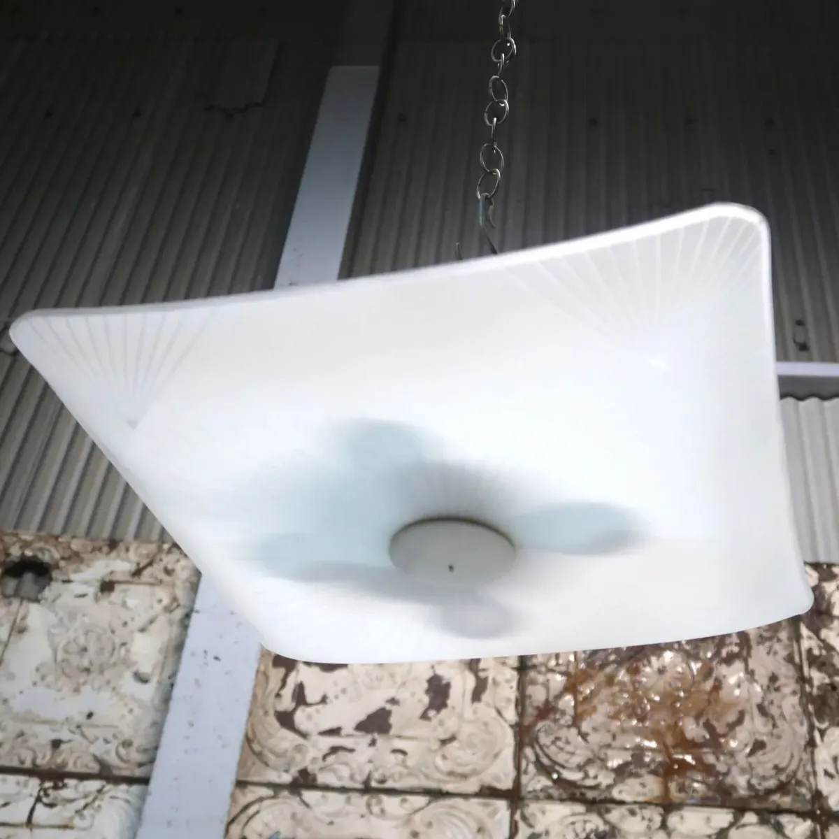 ミッドセンチュリー フロストガラス シーリングランプ 4灯