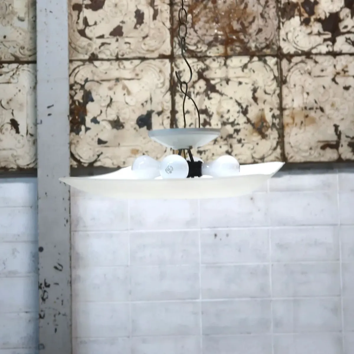 ミッドセンチュリー フロストガラス シーリングランプ 4灯