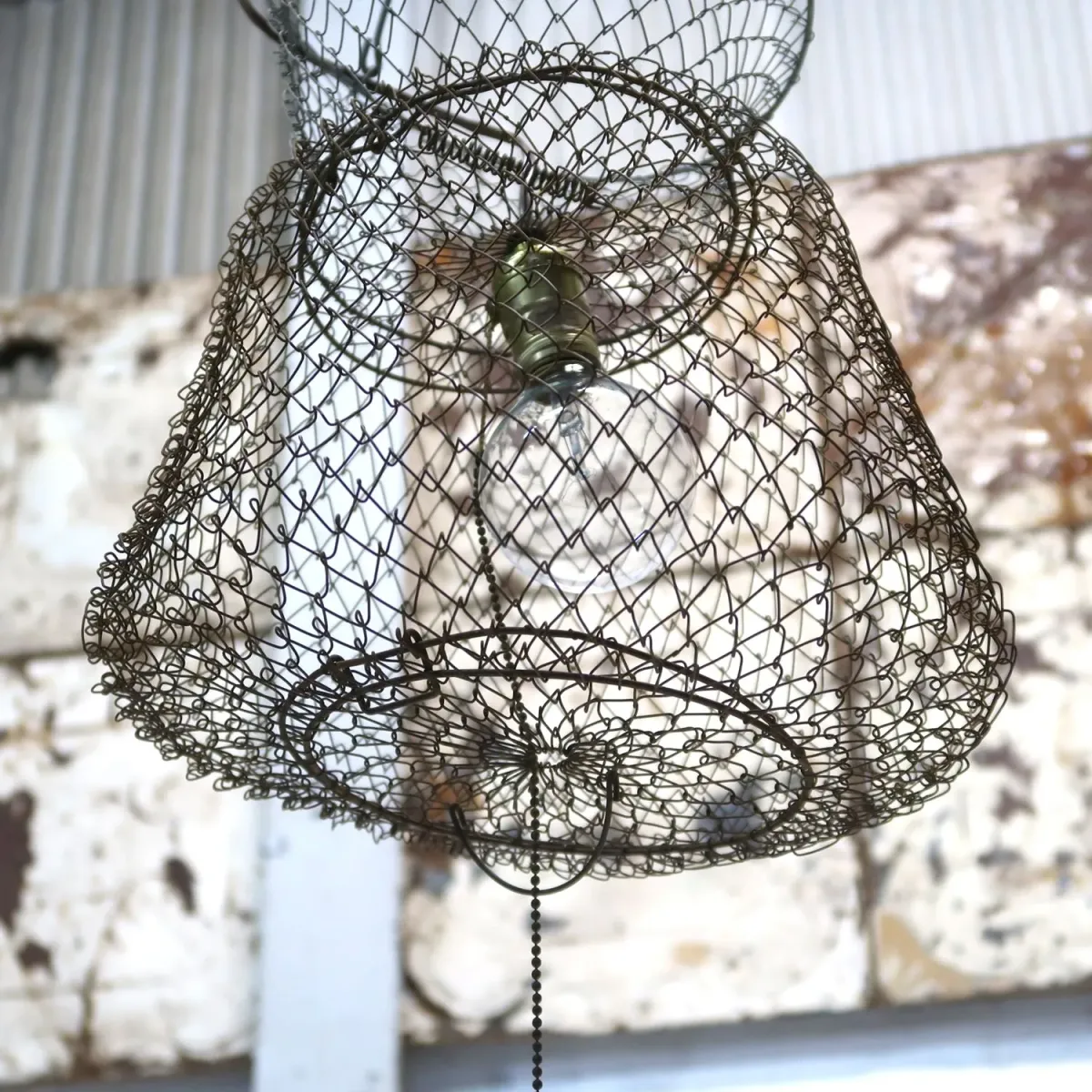 ビンテージ フィッシングバスケット カスタムペンダントランプ