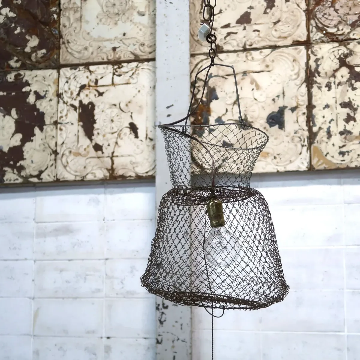 ビンテージ フィッシングバスケット カスタムペンダントランプ