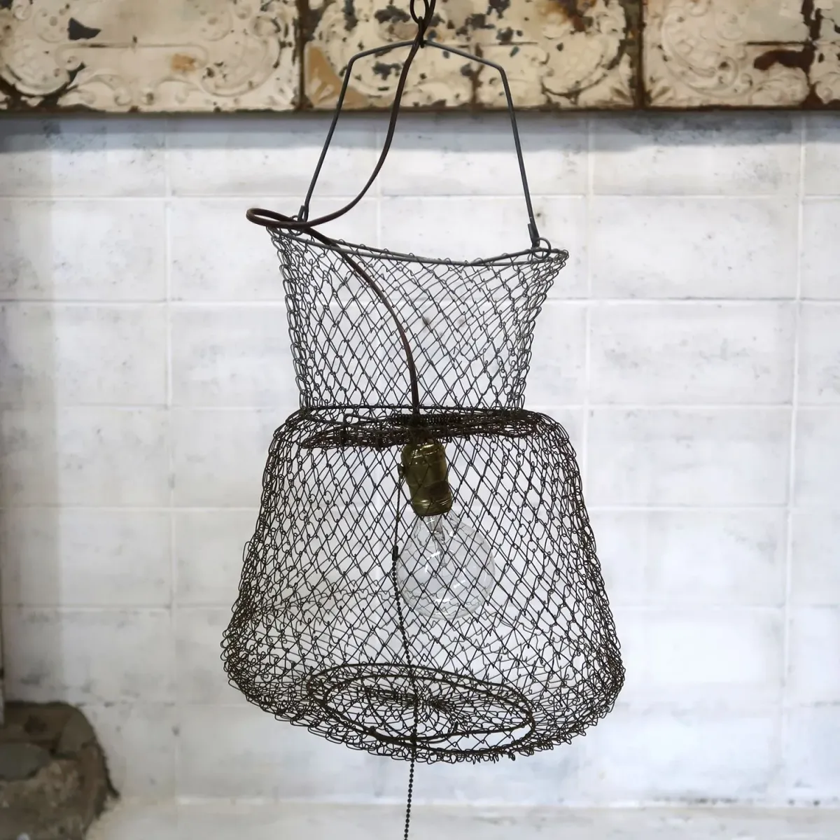 ビンテージ フィッシングバスケット カスタムペンダントランプ