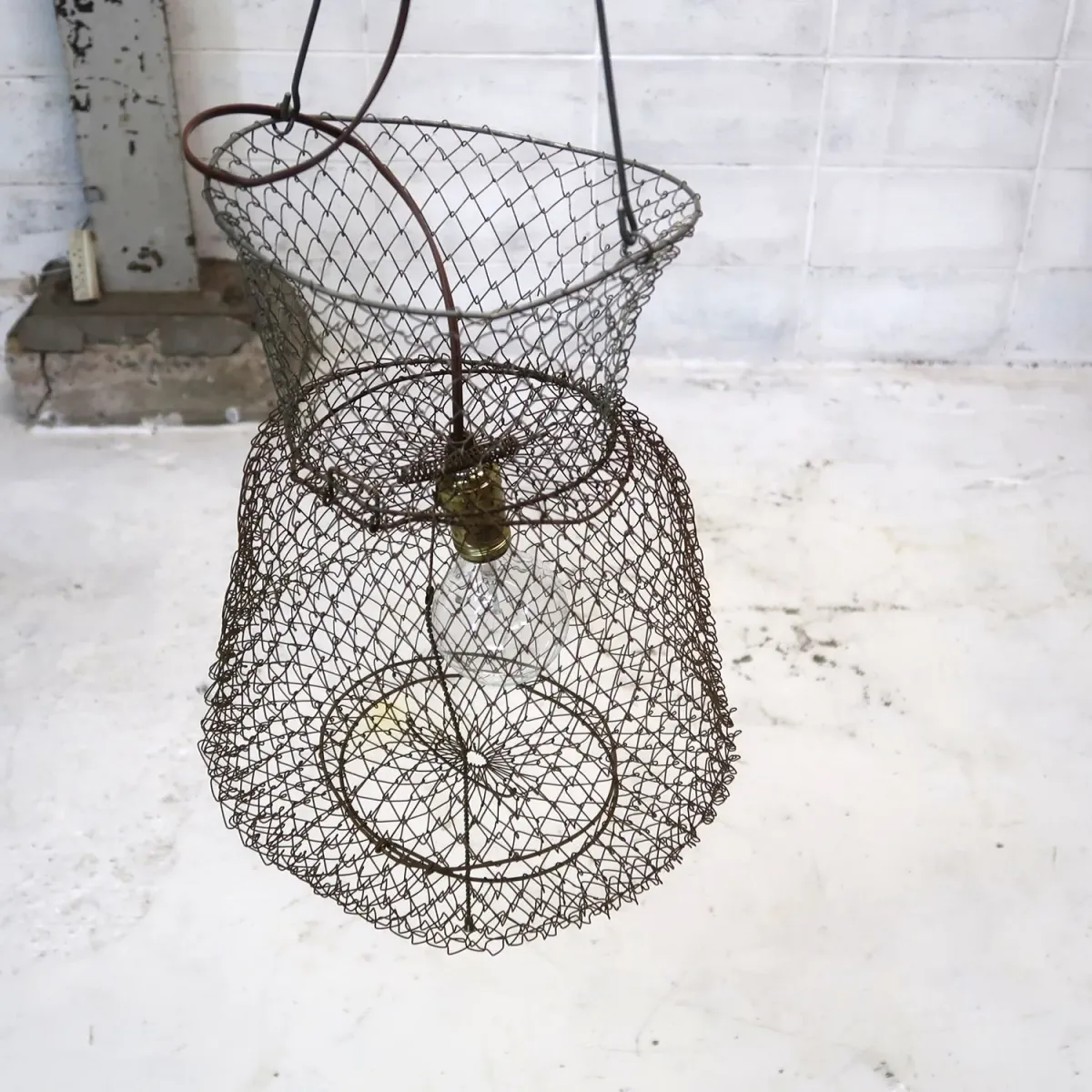 ビンテージ フィッシングバスケット カスタムペンダントランプ