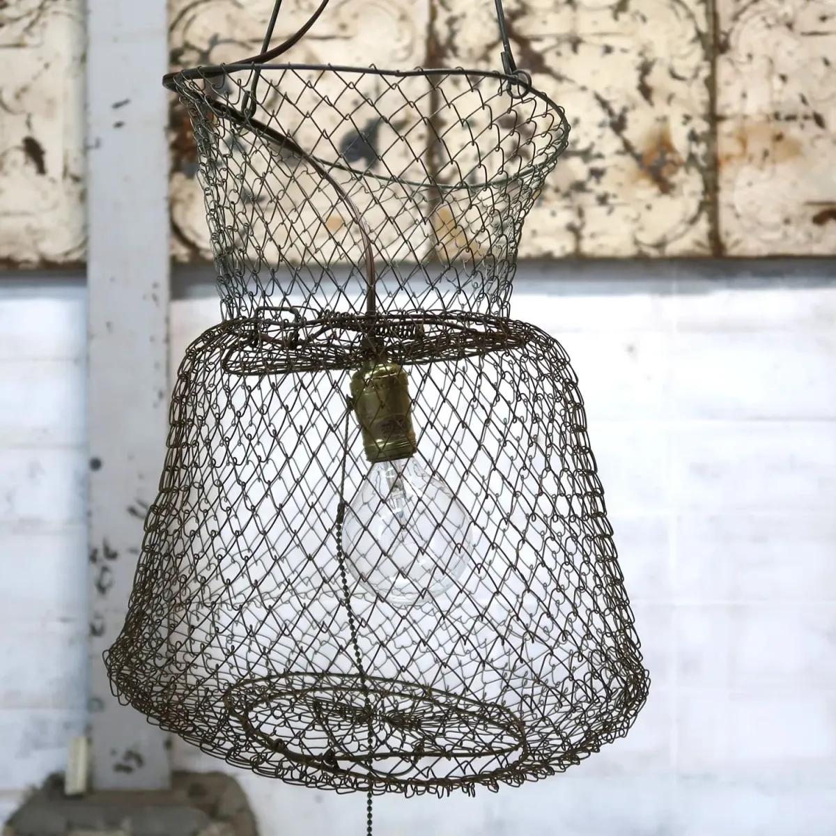 ビンテージ フィッシングバスケット カスタムペンダントランプ