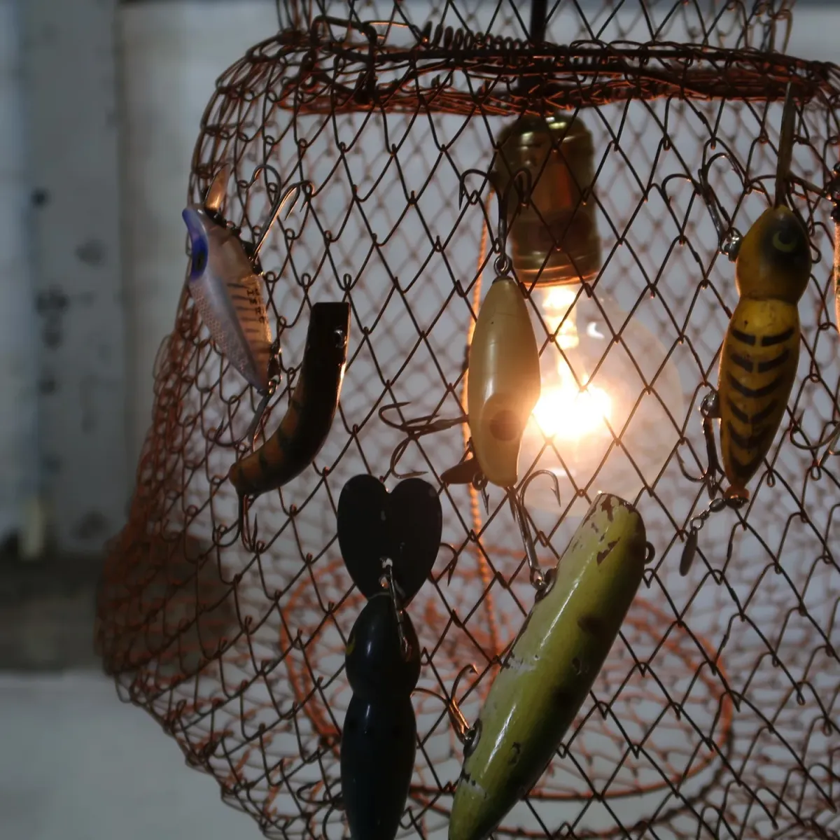 ビンテージ フィッシングバスケット カスタムペンダントランプ