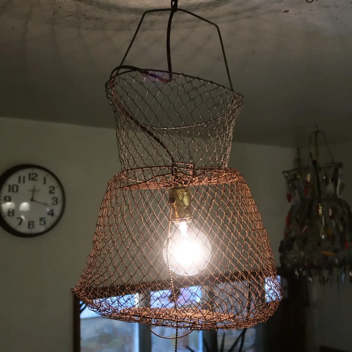ビンテージ フィッシングバスケット カスタムペンダントランプ
