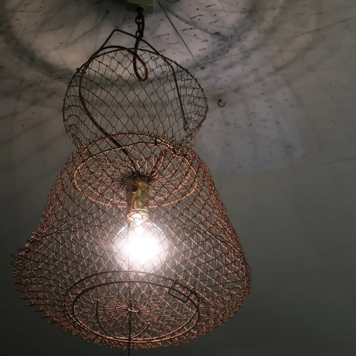 ビンテージ フィッシングバスケット カスタムペンダントランプ