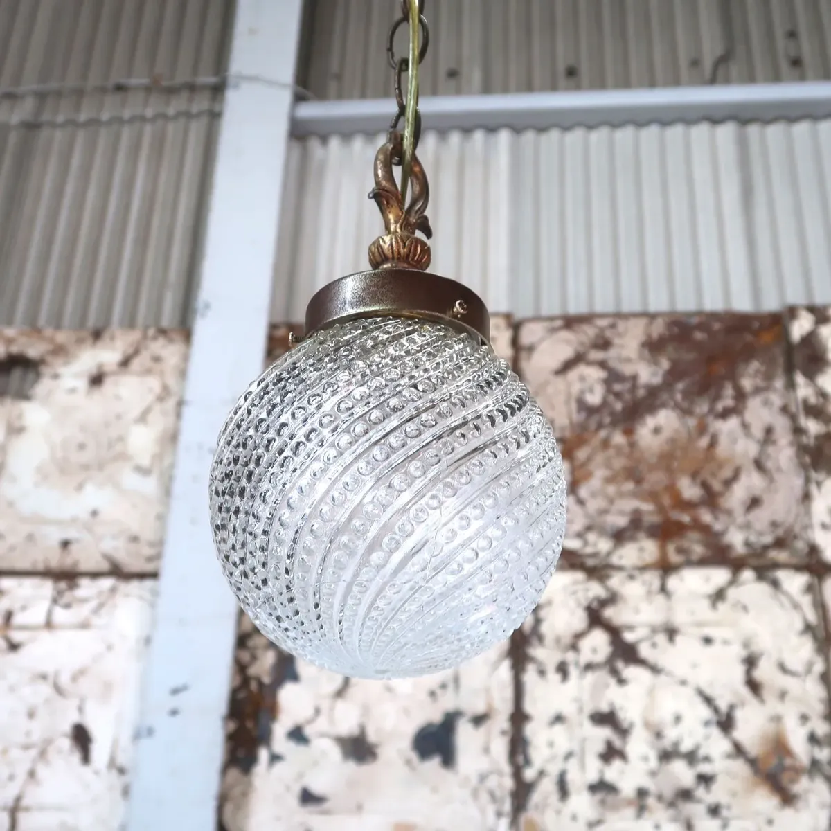 アンティーク クリアガラス ペンダントランプ