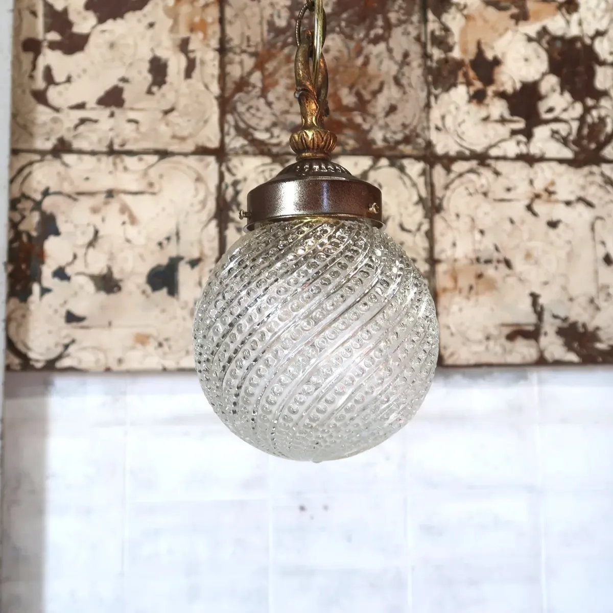 アンティーク クリアガラス ペンダントランプ