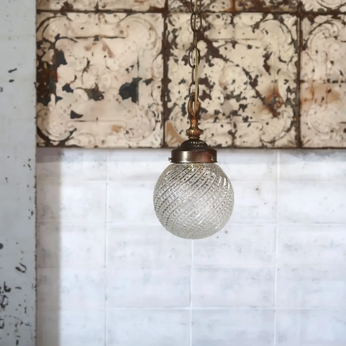 アンティーク クリアガラス ペンダントランプ