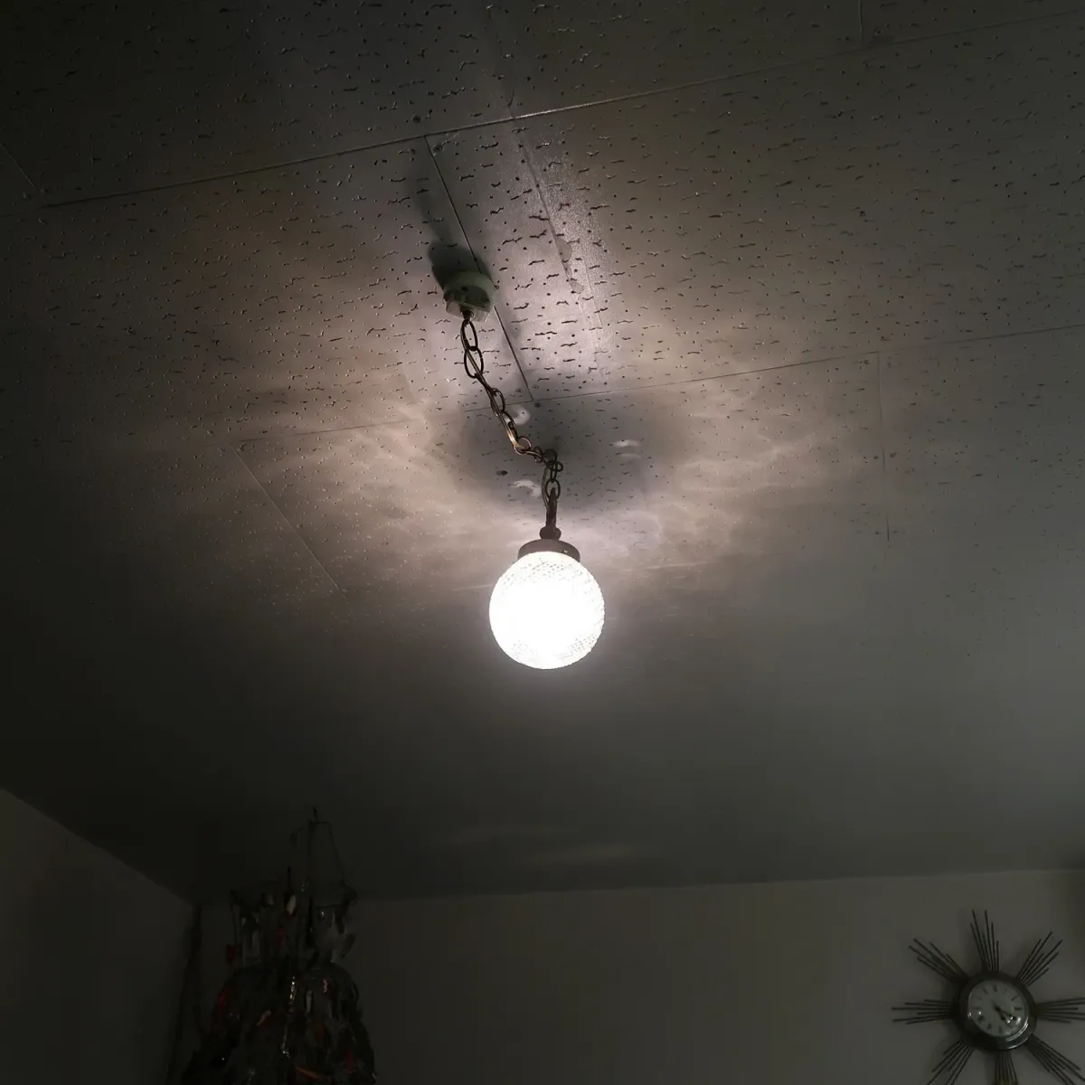 アンティーク クリアガラス ペンダントランプ