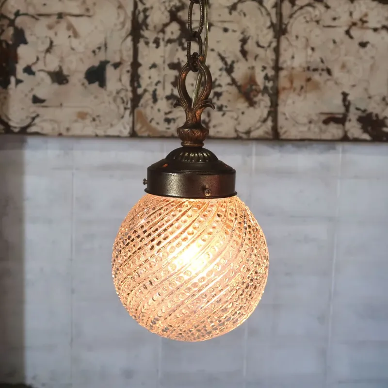 アンティーク クリアガラス ペンダントランプ